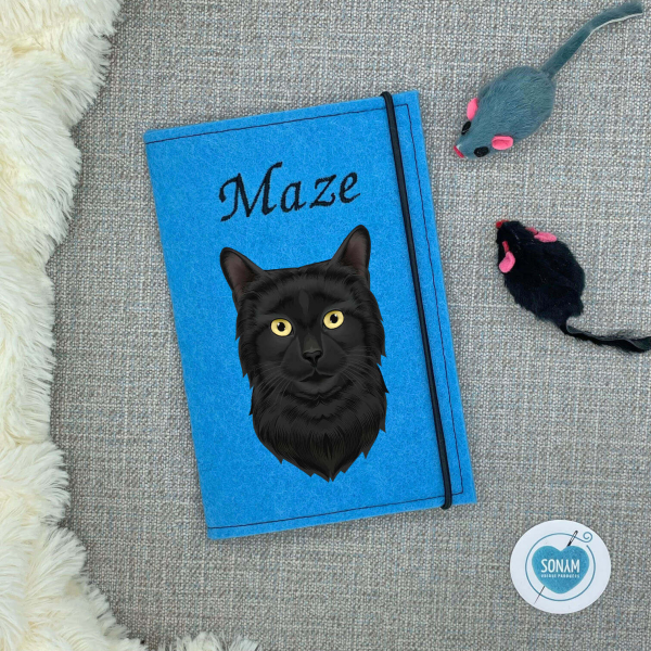 Impfpasshülle Katze Designbeispiel blau für die Bombay Katze